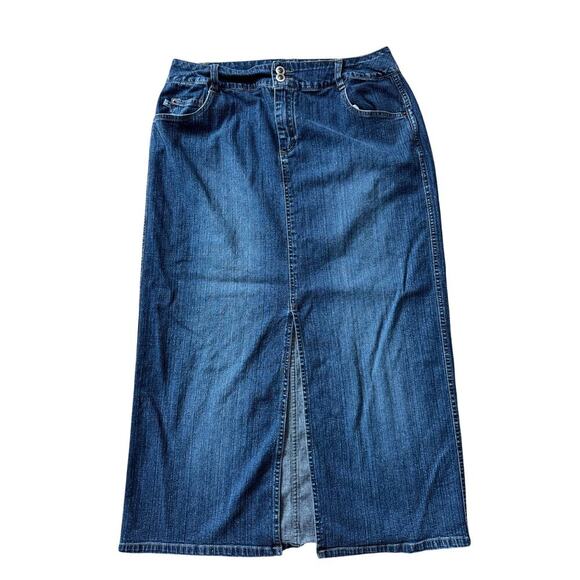 DUCK HEAD JEANS COMPANY Stretch long denim/Jean skirt; size women's 14; Vintage - Picture 1 of 8